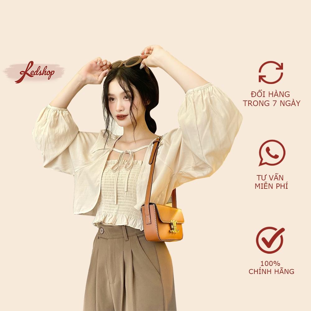 Set áo dây và áo khoác ngoài thắt nơ croptop phong cách Hàn Quốc Red Shop 29915