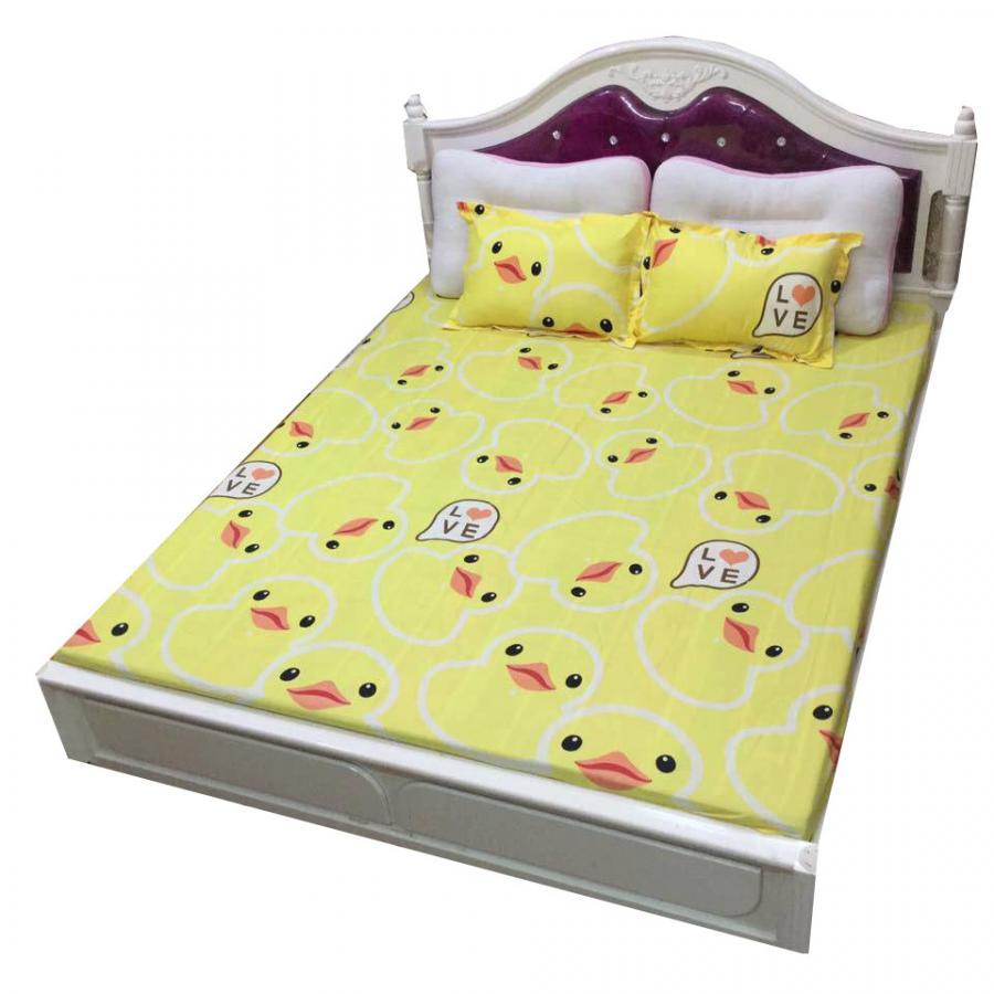 Set 5 món chăn hè ga chun Cotton Poly vịt vàng
