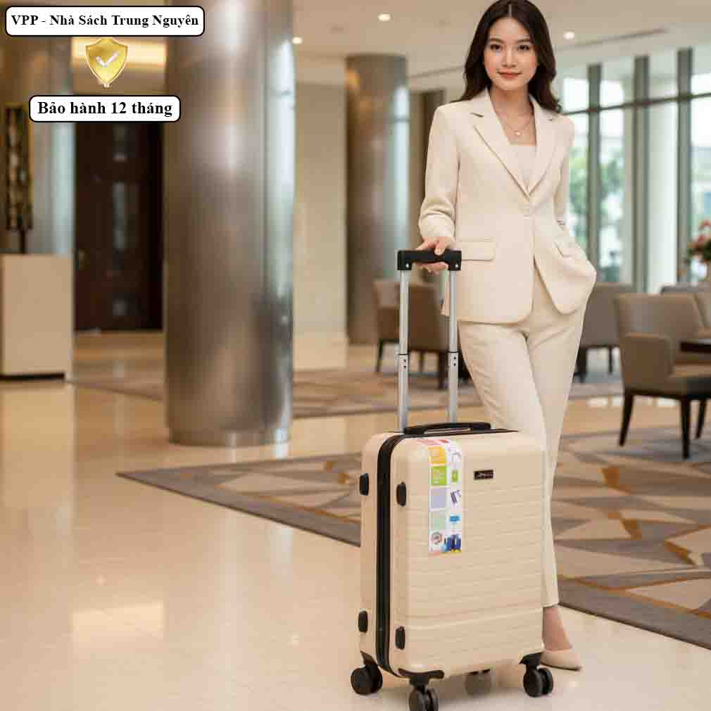 Vali kéo Xbags White Titan Pro size 20 cao cấp chống va đập khóa TSA XB6105