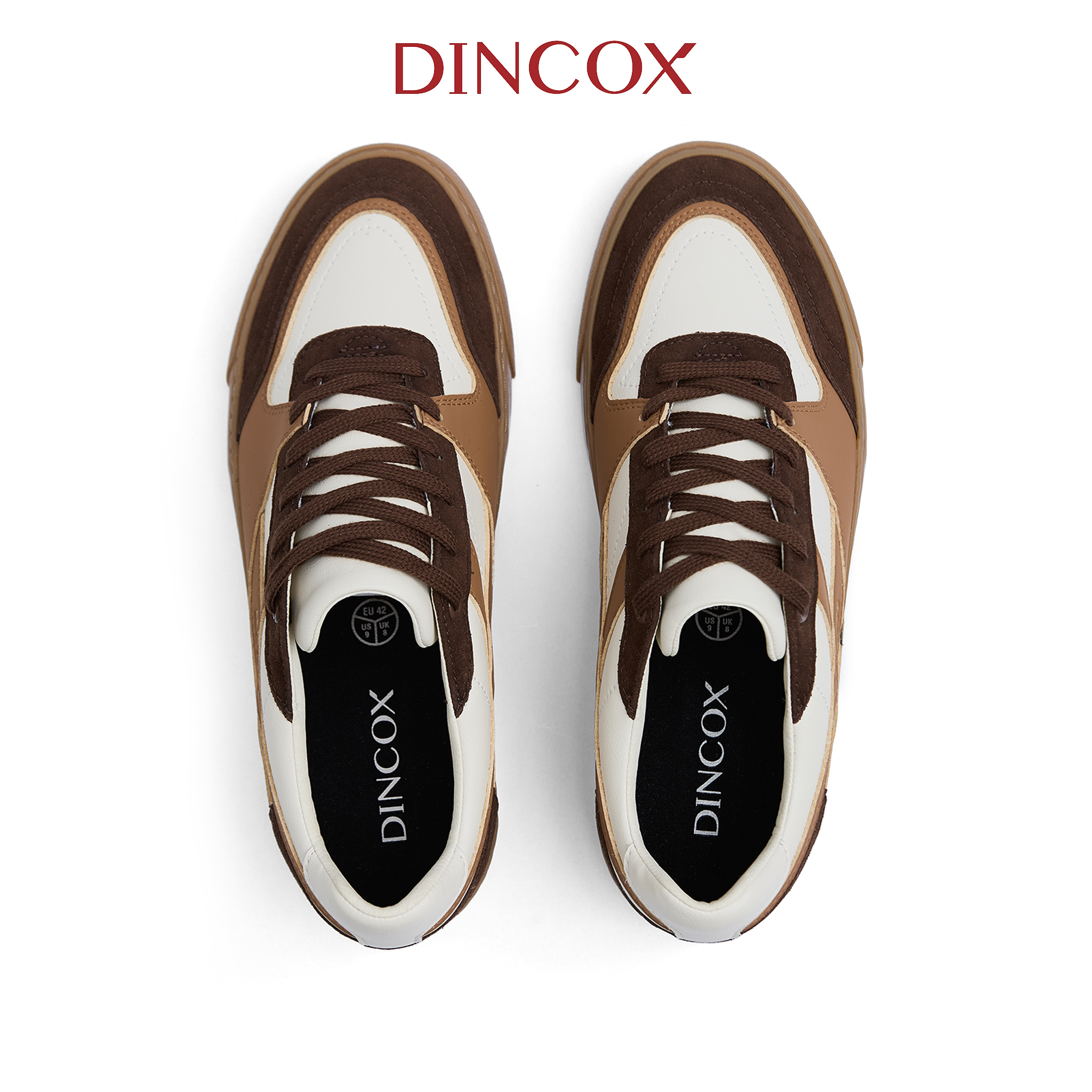 Giày Da Sneaker Nam Nữ DC39 MOCHA Dincox Shoes Đế Bằng - Microfiber Leather