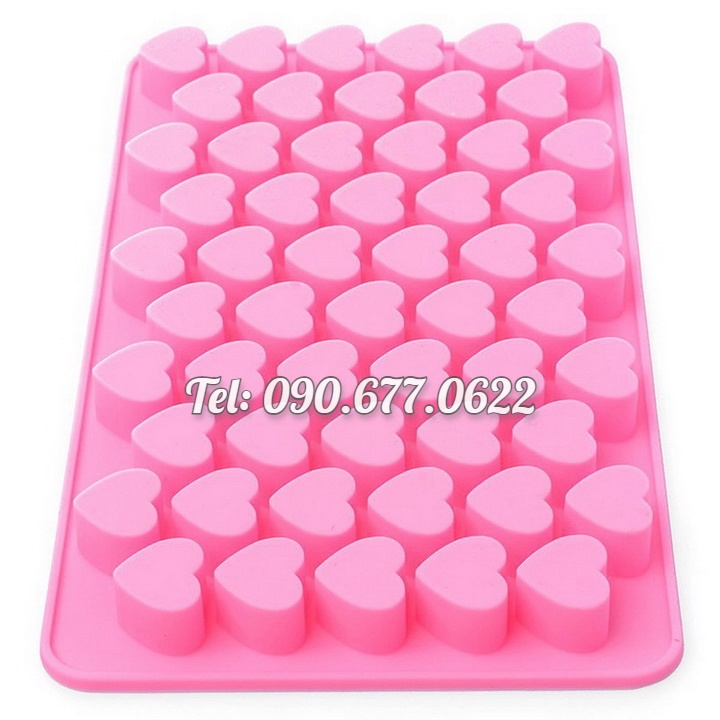 Khuôn silicone làm kẹo dẻo chip chip, socola, khuôn rau câu 55 trái tim - Mã số 1248