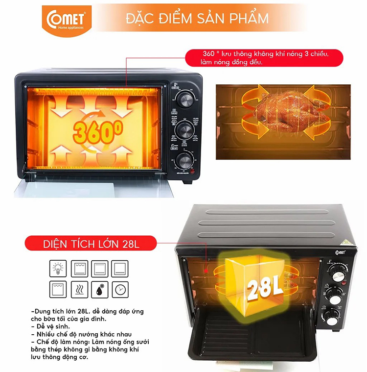 Lò Nướng Điện Đa Năng Comet CM6518 - Hàng Chính Hãng