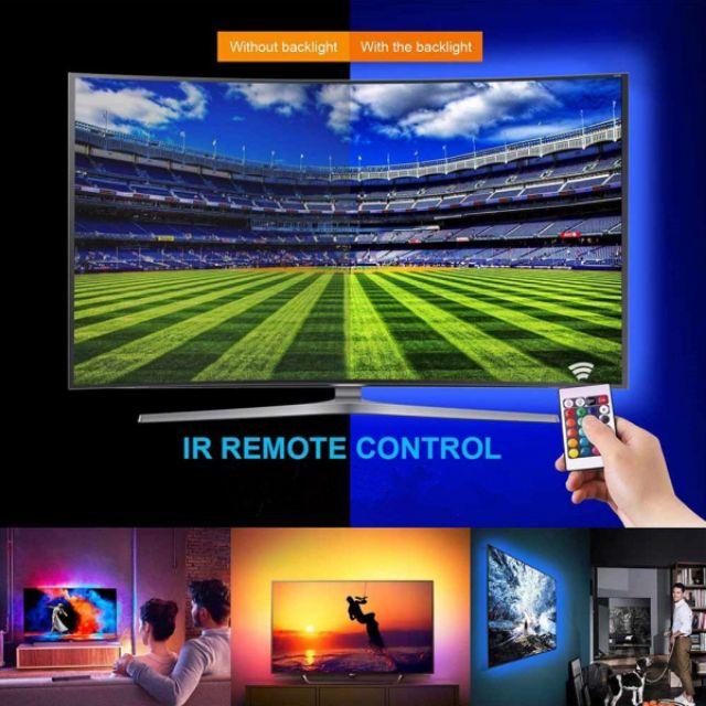 Hót Bộ dây 5m đèn trang trí sau TV RGB 7 màu và điều khiển chuyển hiệu ứng màu 5V