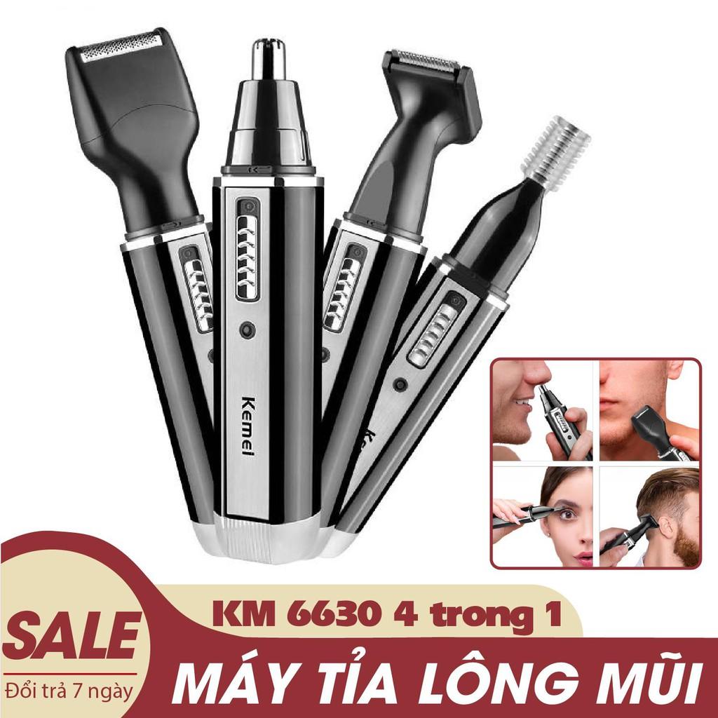 Máy tỉa lông mũi kiêm cạo râu KM 6630 4 trong 1 cao cấp - Hàng Chính Hãng