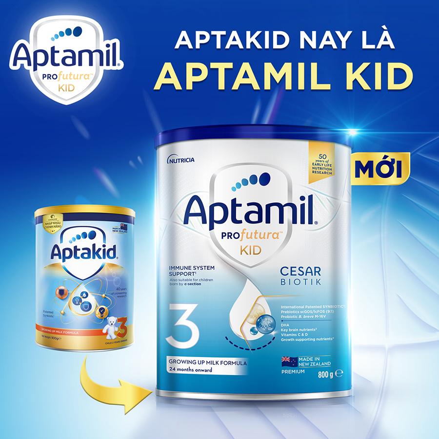 Thực phẩm bổ sung Aptamil Profutura Kid Cesarbiotik 3 Growing Up Milk Formula (Dành cho trẻ từ 24 tháng tuổi trở lên) - 800g