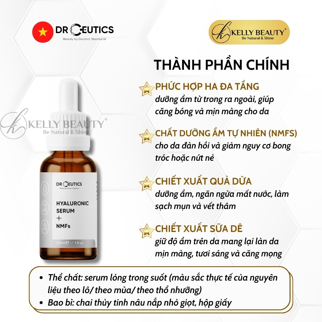 Tinh Chất Cấp Ẩm Drceutics Hyaluronic Serum + NMFs - Giúp Da Căng Bóng, Mềm Mịn | Kelly Beauty