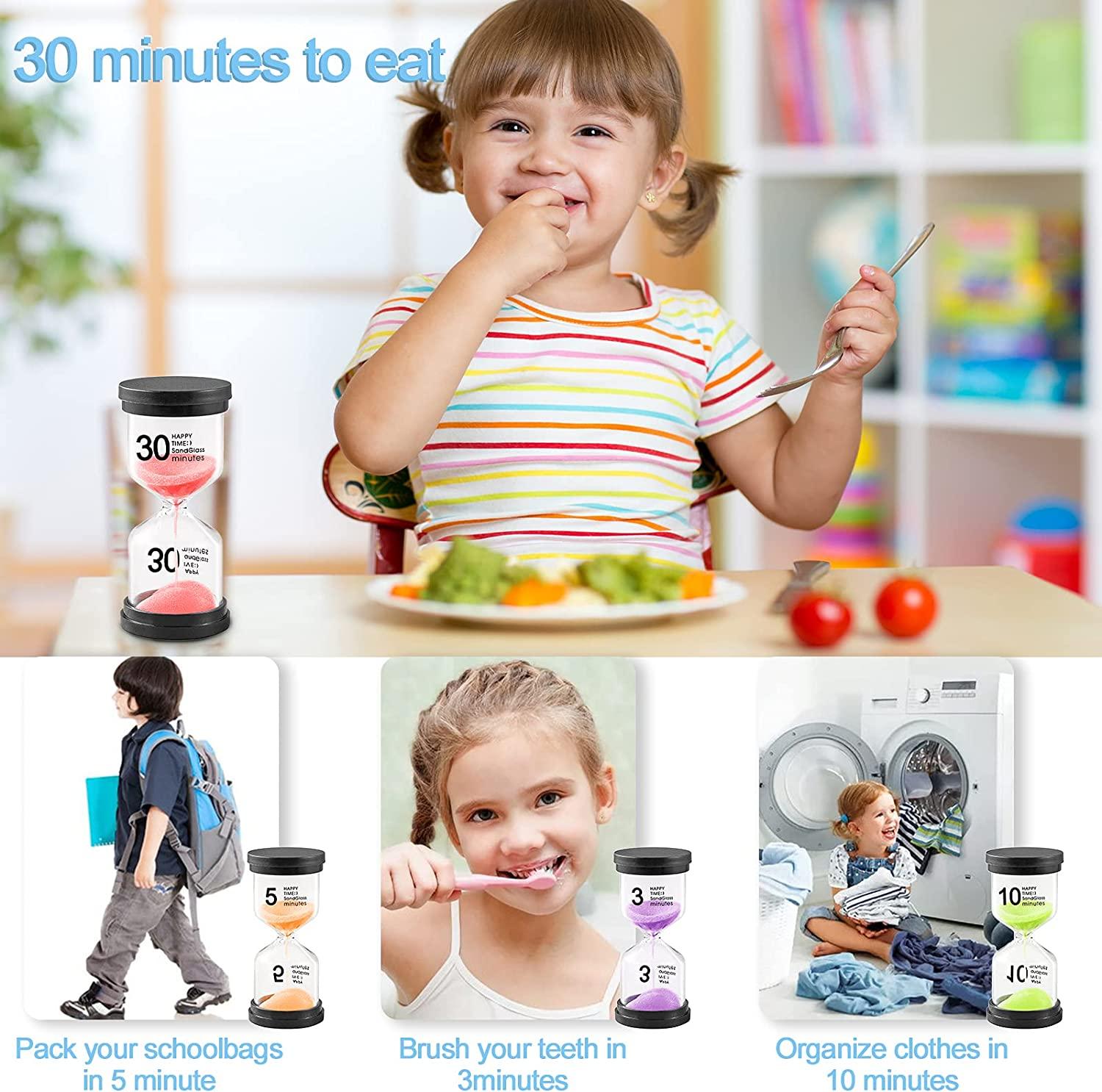 Bộ 6 giờ kính, Bộ thủy tinh trong suốt màu đồng hồ cát, Đồng hồ cát 1 phút / 3 phút / 5 phút / 10 phút / 15 phút / 30 phút - Hẹn giờ đồng hồ cát, Hẹn giờ, Hẹn giờ trong bếp, để đánh răng