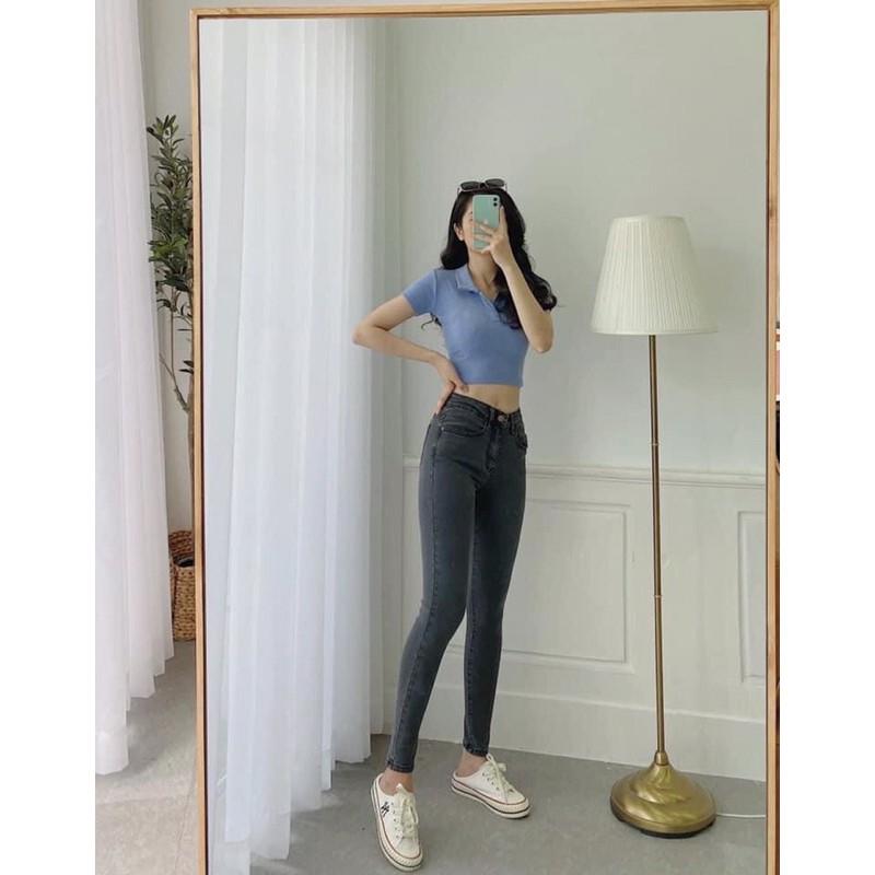 QUẦN SKINY TRƠN DENIM HAI MÀU XÁM VÀ ĐEN