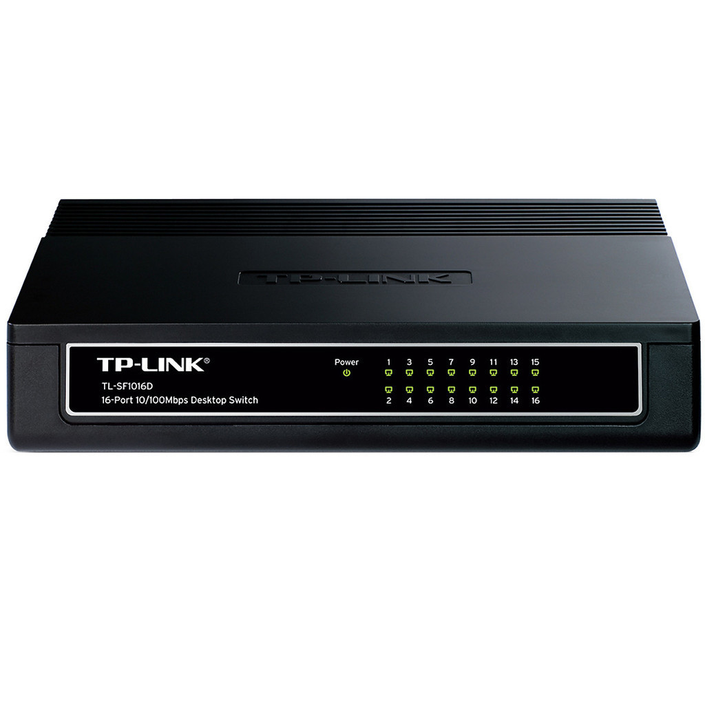 SWITCH 16 CỔNG TP-LINK TL-SF1016D 100Mbps - Cắm dùng Không cấu hình, Kiểm soát lưu lượng, Tiết kiệm điện năng
