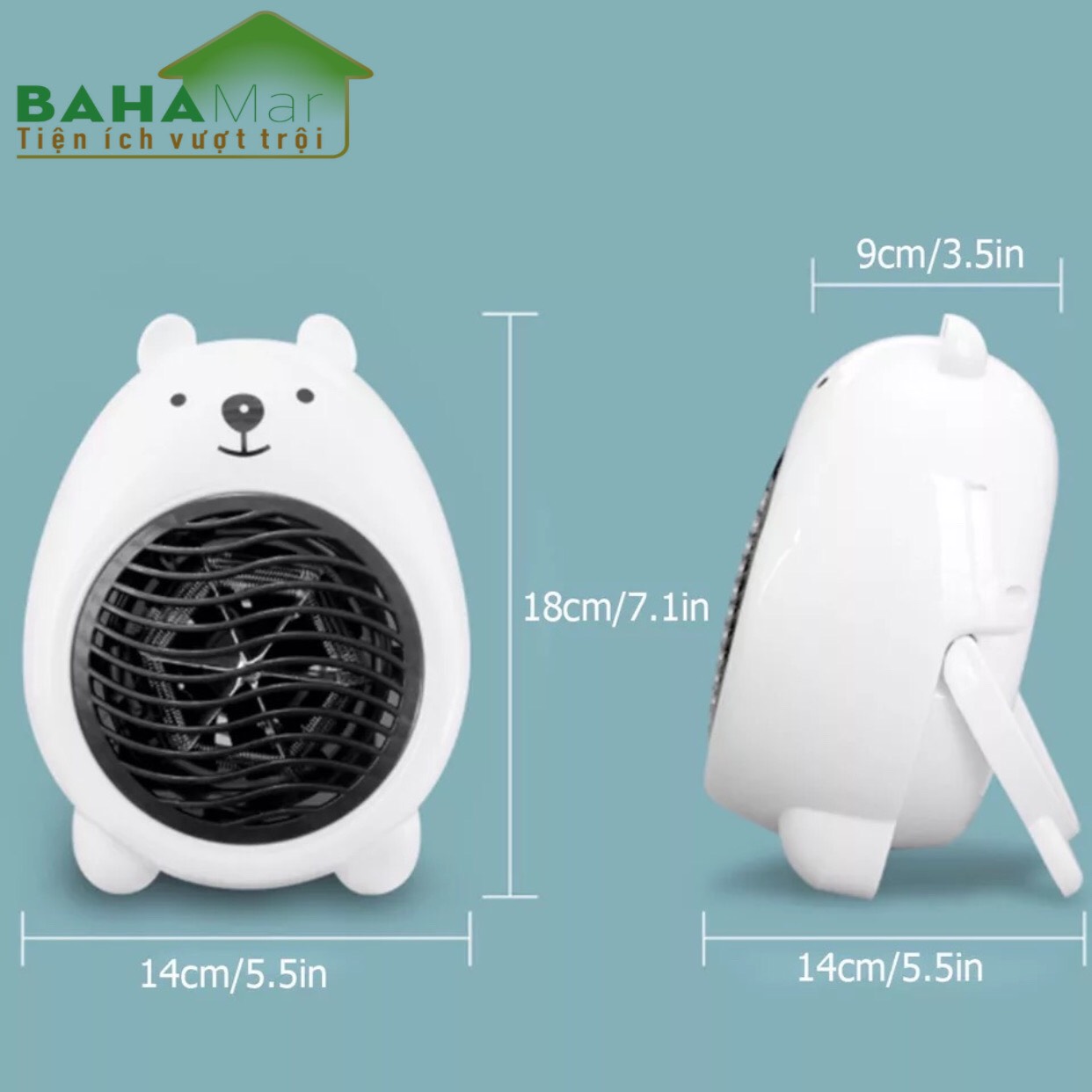 QUẠT SƯỞI ĐIỆN MINI HÌNH GẤU "BAHAMAR" tạo gió ấm thích hợp để phòng ngủ, bàn làm việc . Gió ấm không khô thích hợp cả với các em bé