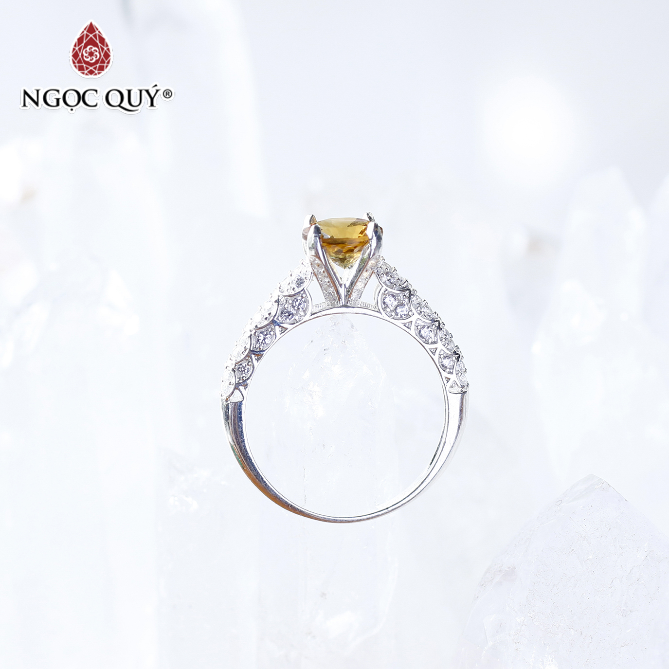 Nhẫn bạc nữ đá Citrine mệnh thổ, kim - Ngọc Quý Gemstones