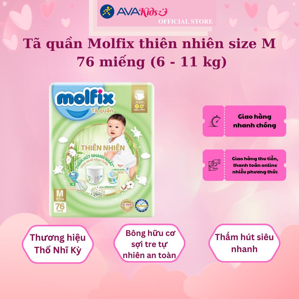 Tã quần Molfix thiên nhiên size M 76 miếng (6 - 11 kg)