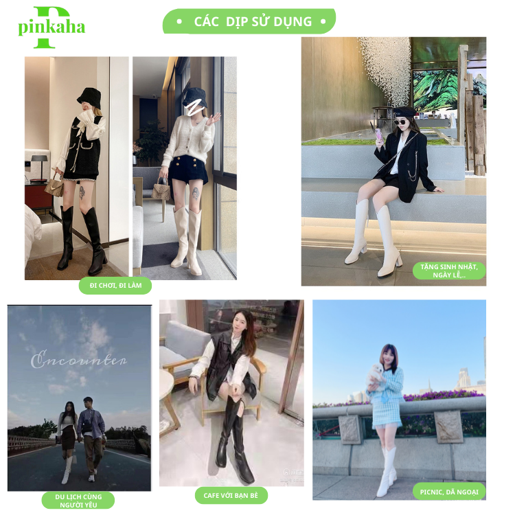 Bốt Đùi Nữ Da Lì Trắng Đen Thời Trang Khoá Sau Ulzzang Siêu Hót Cao Cổ Giày Boot Xinh