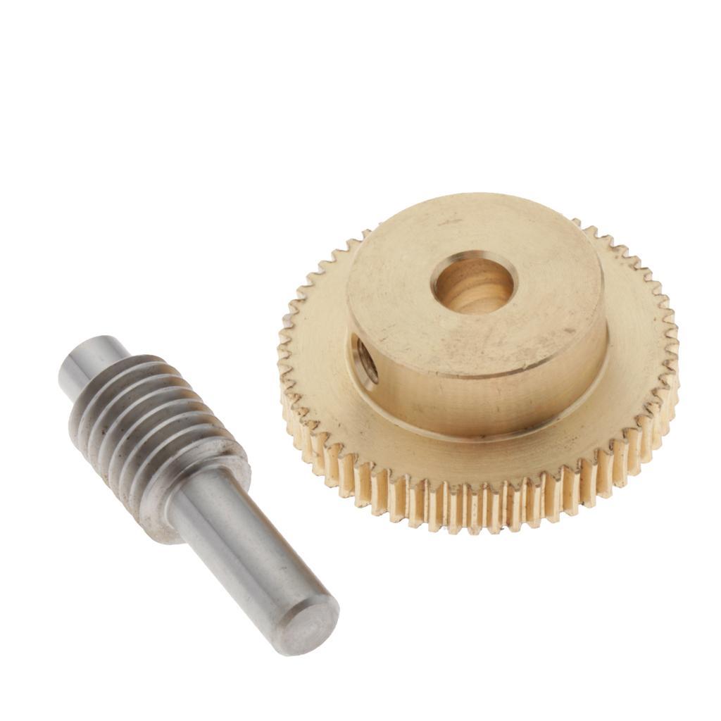 0.5 Modulus Brass Worm Gear Wheel 60 Tooth + Steel Gear Shaft Set 2X