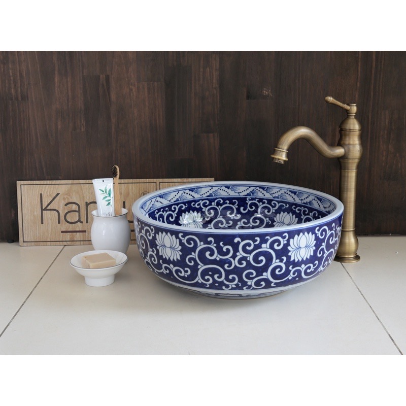 Chậu sứ Mỹ thuật kanly / Lavabo đặt bàn Mỹ nghệ/ chậu sứ rửa mặt