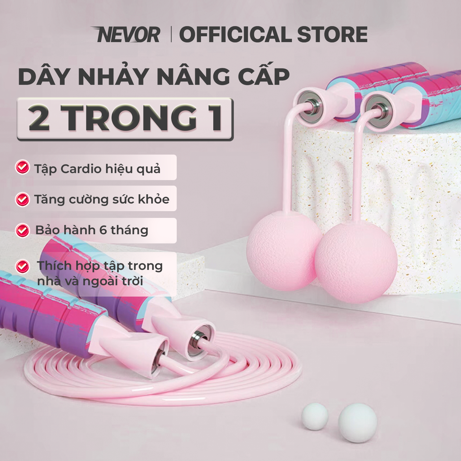 Combo Dây Nhảy Thể Lực 2 Trong 1 Nevor DN02 Hỗ Trợ Tập Luyện, Giảm Cân Tiện Lợi Ngay Tại Nhà