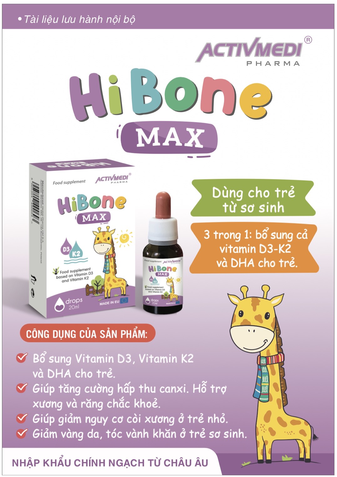 Vitamin D3+K2 HiBon Tăng Cường Hấp Thu Canxi Cho Bé lọ 10ml Nhập Khẩu Chính Hãng date mới nhất