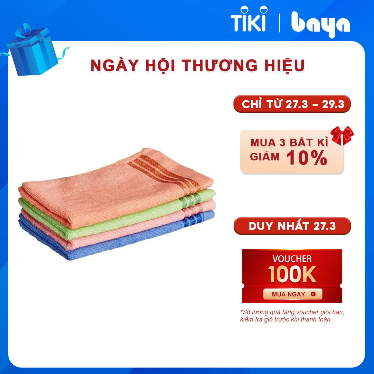 Bộ 4 Khăn Mặt Cao Cấp BAYA BELLA Chất Liệu Cotton Thấm Hút Tốt, Nhanh Khô, Dễ Giặt Sạch 7400048