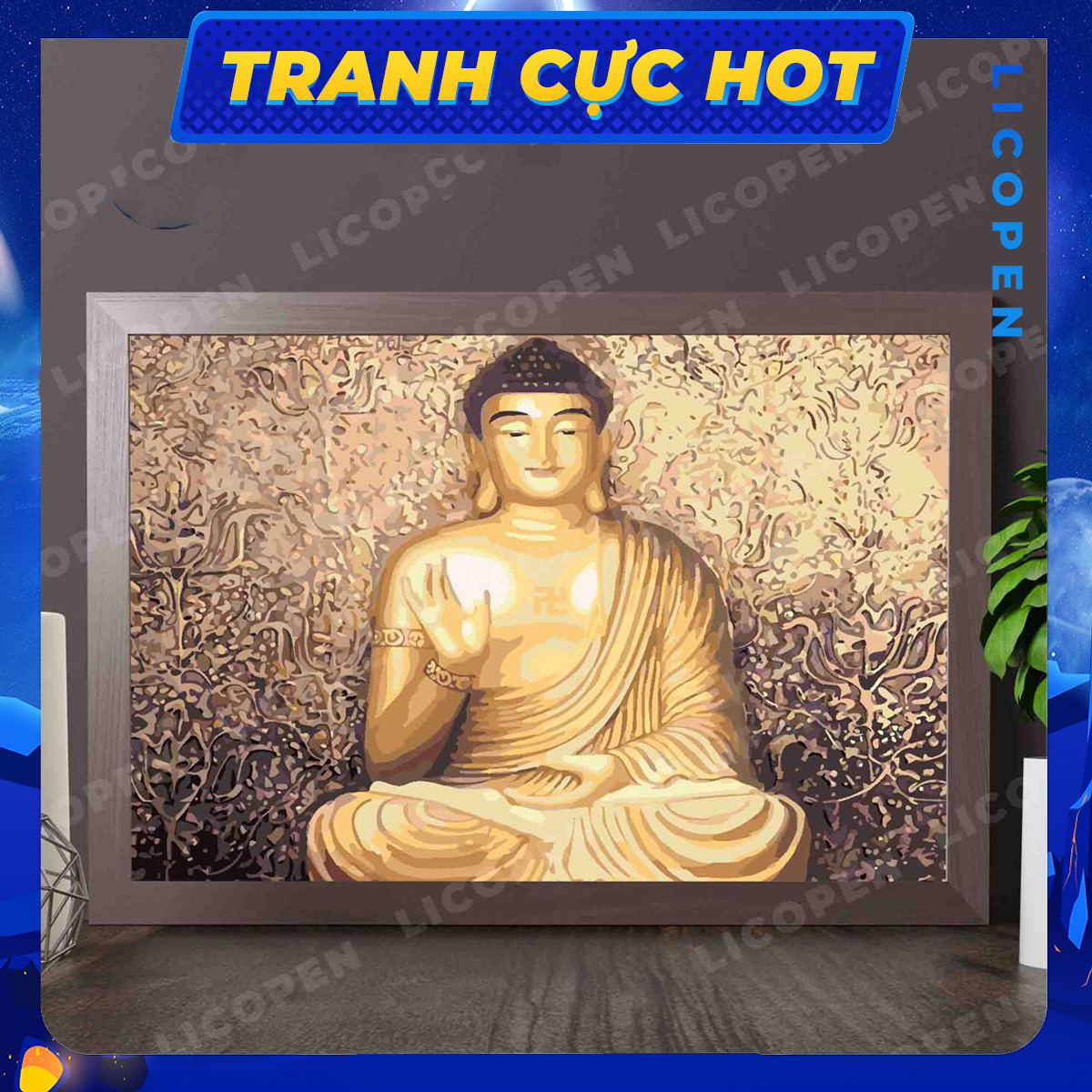 Tranh Tô Màu Theo Số - Tranh Phật Vàng - MS482