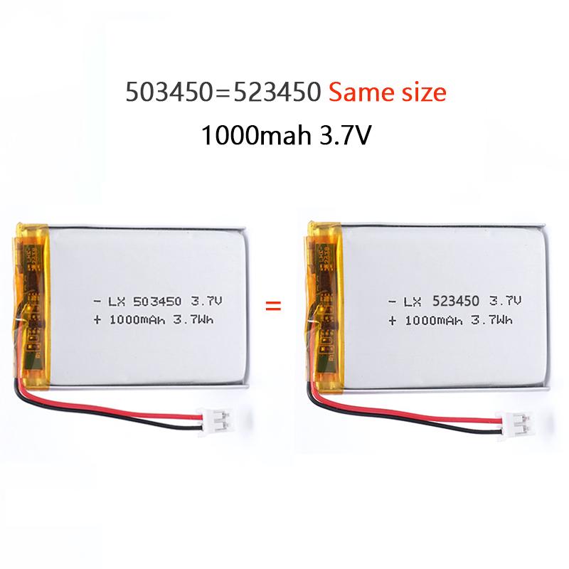 503450/523450 1000mAh 3.7V Polymer Lithium Pin Sạc Li-ion JST PH2.0 2pin Cho Điện Thoại Thông Minh GPS DVD MP4 MP5 Màu sắc: 10 chiếc