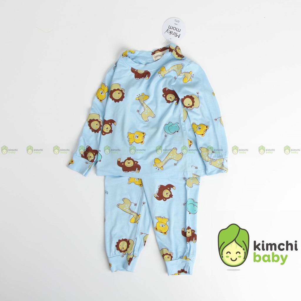 Đồ Bộ Bé Gái, Bé Trai Minky Mom Vải Thun Lạnh Họa Tiết In Chìm Caro Dễ Thương, Bộ Dài Tay Cho Bé Mặc Nhà MKMTD2108