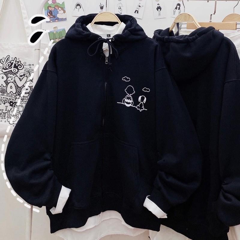 ÁO HOODIE ZIP ĐÔI BẠN (TRẮNG/ĐEN)