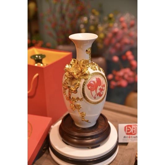 Bình hút lộc Bát Tràng, Bảo bình dát vàng H30