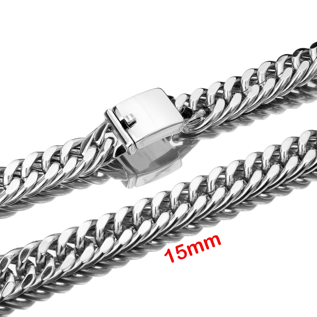Dây chuyền nam inox cao cấp kiểu lặc đôi 15mm khóa hộp đẳng cấp vô cùng