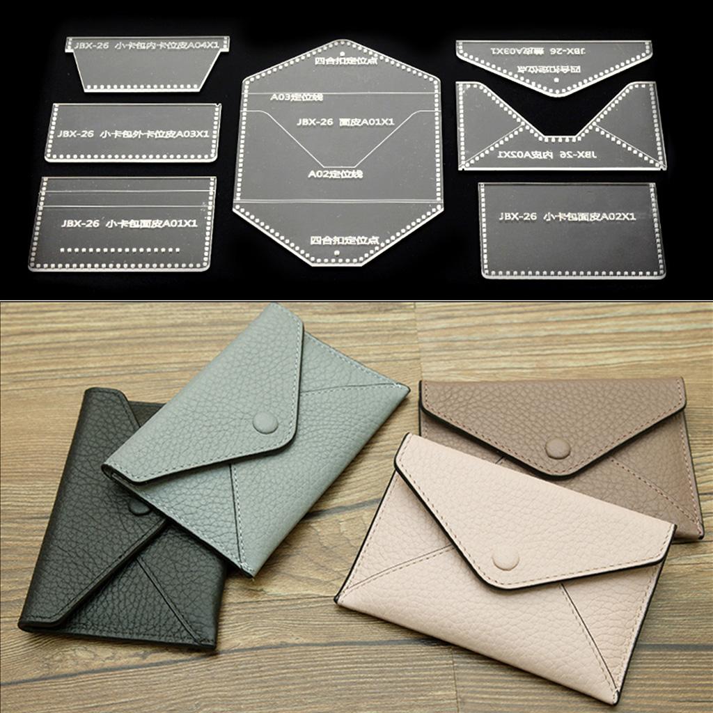 7 Chiếc Acrylic Stencil Bản Mẫu Da Thủ Công Để Thẻ Ví Ví Hoa Văn