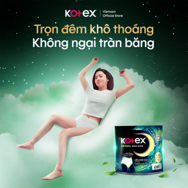 Combo 4 gói Băng vệ sinh Quần Kotex mẫu mới thảo dược herbal có 2 size M/L và L/XL 2 miếng