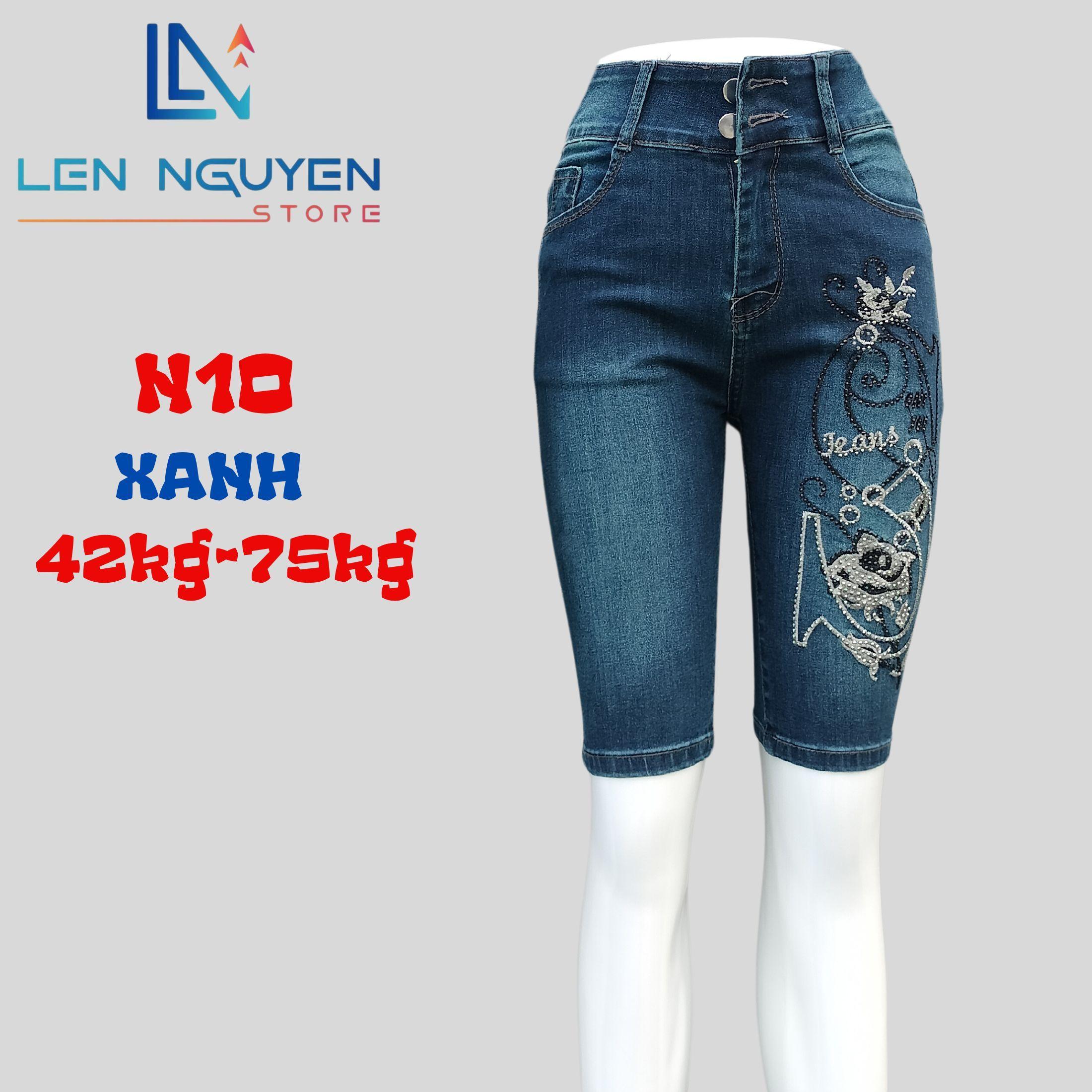 N10_Quần jean nữ, ngố 5 tất, lưng cao, quần bò nữ dáng ôm, quần rin nữ có big size, cho 42kg - 75kg