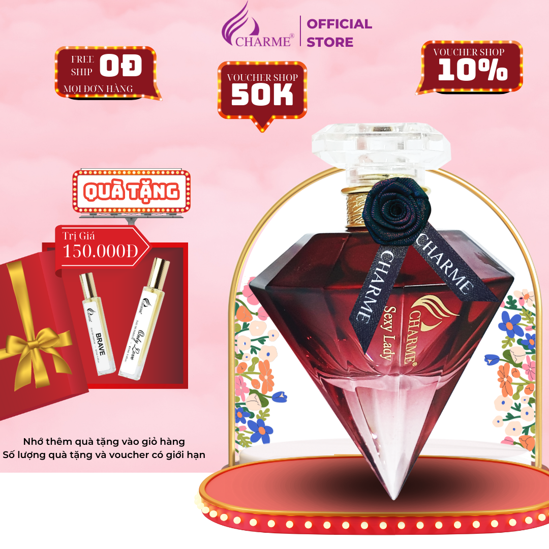Nước hoa nữ sang trọng, Charme Sexy Lady, hương nước hoa chính hãng, nốt hương trái cây bí ẩn và cuốn hút, 75ml