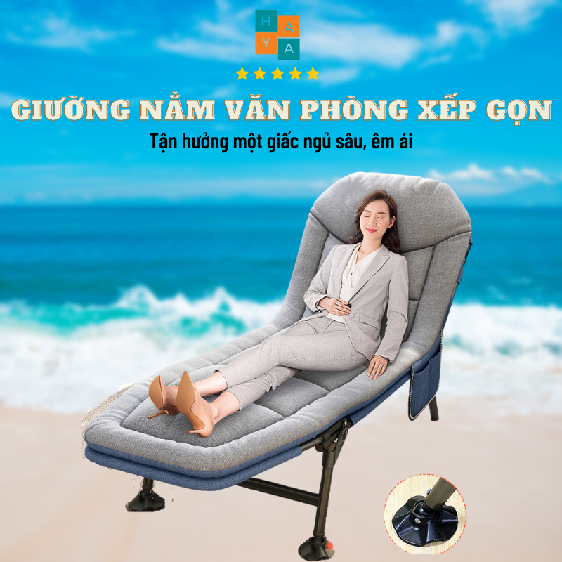 Giường gấp văn phòng , Giường Nằm Gấp Gọn khung thép chắc chắn, đệm êm kèm gối đầu.