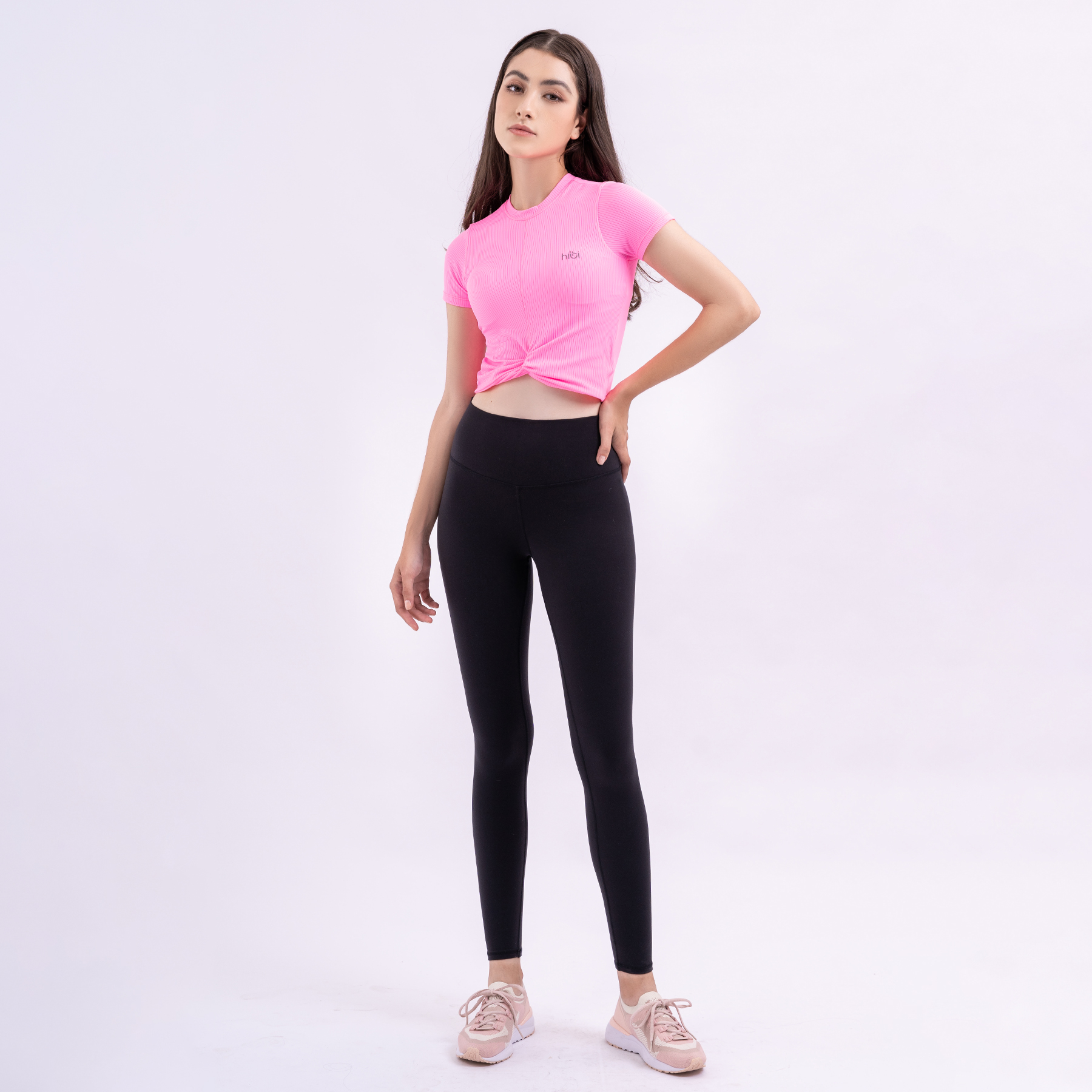 Áo croptop tập Yoga Gym Hibi Sports có tay CR816 kiểu xoắn nơ, Kèm mút ngực