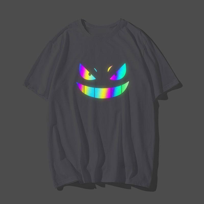 Áo Thun Unisex Form Rộng Gengar Phản Quang 7 Màu , Áo Phông Cotton Cổ Tròn Tay Ngắn Thời Trang Nam Nữ