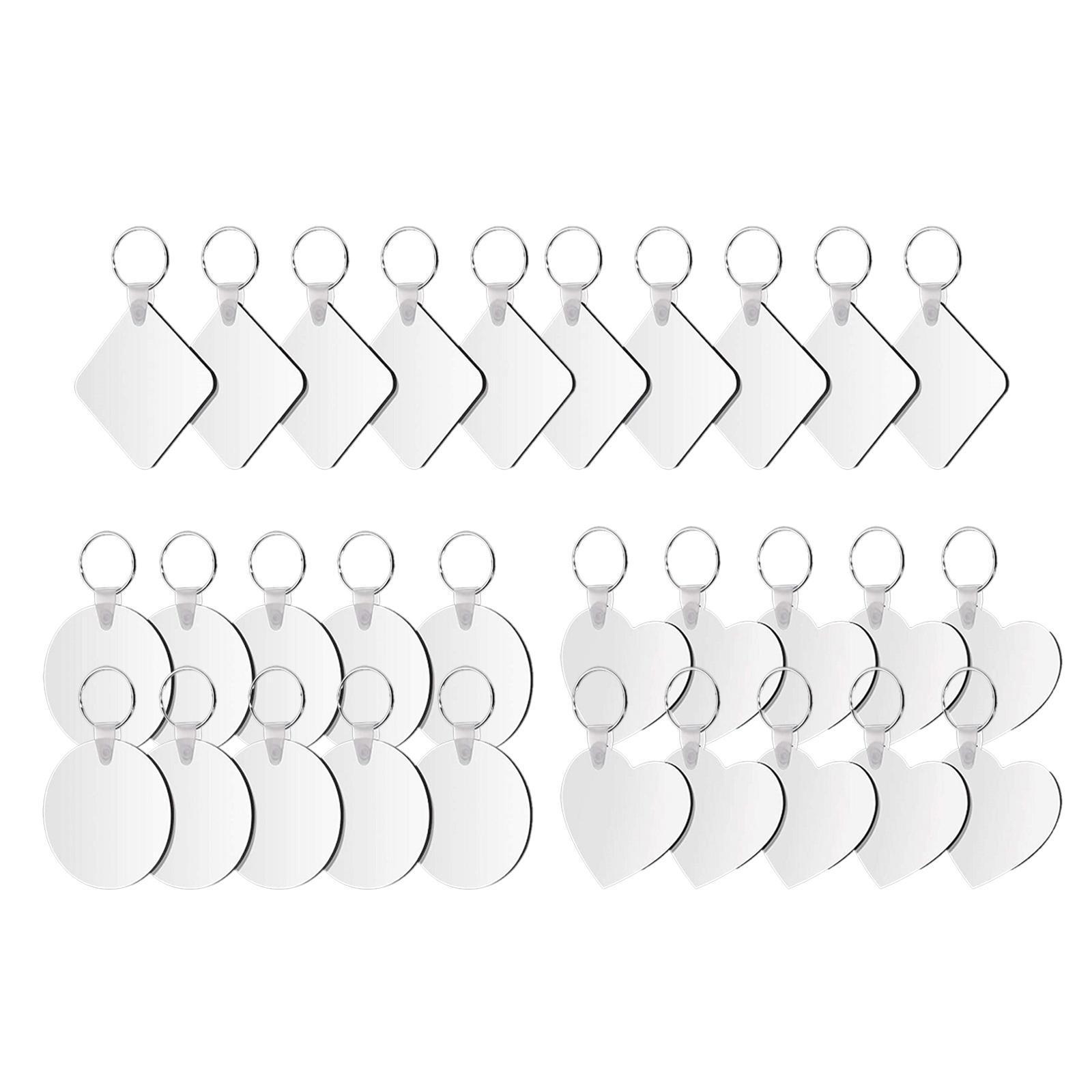 DIY Blank Keychain with Key Rings Sublimation Heat Transfer Keychains 30 Pcs