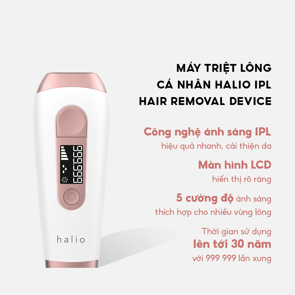Máy Triệt Lông Vĩnh Viễn Tại Nhà Halio IPL Hair Removal Device 999999 Xung Ánh Sáng