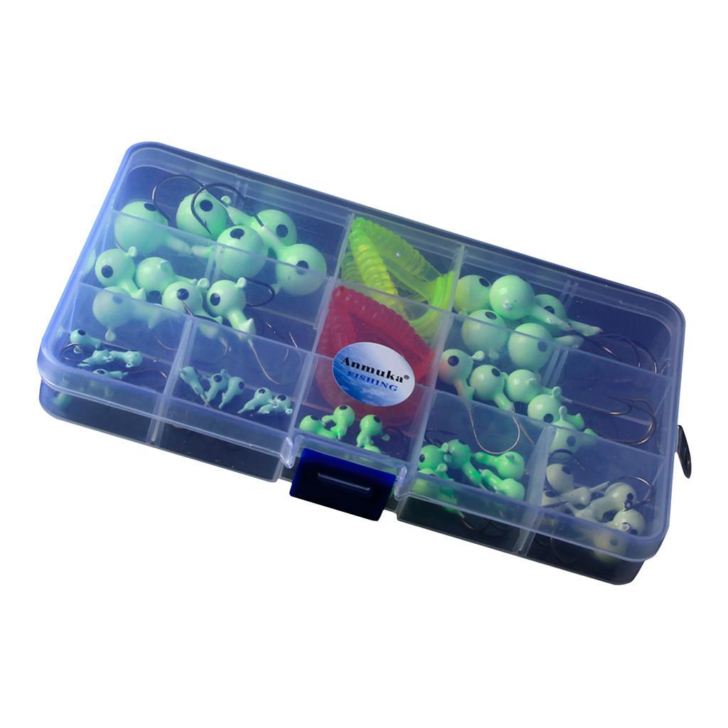 55Pcs Glow Fishing Jig Head Metal Hooks Hard Bait Lure Jig Tackle Equipment