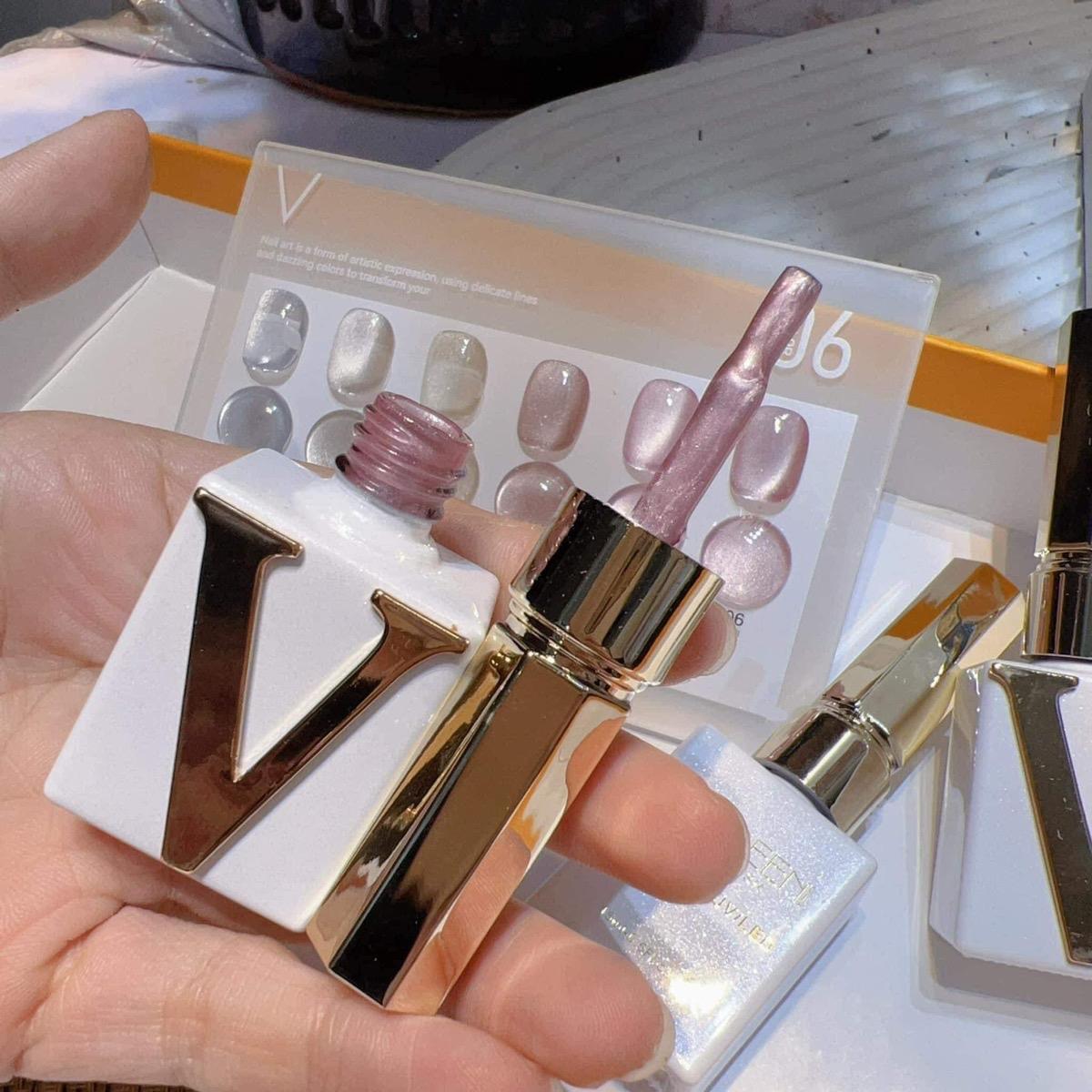 Set Sơn Mắt Mèo Ánh Trăng Pha Lê Siêu Cấp Siêu Sáng 6 màu VENDEENI 15ml Cao Cấp, Tặng Kèm Bảng Màu Hãng Nữ Women