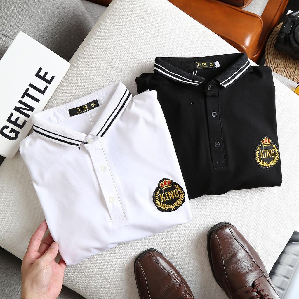 Áo thun polo nam cổ bẻ ngắn tay phối nâu trắng cao cấp mammodel.com