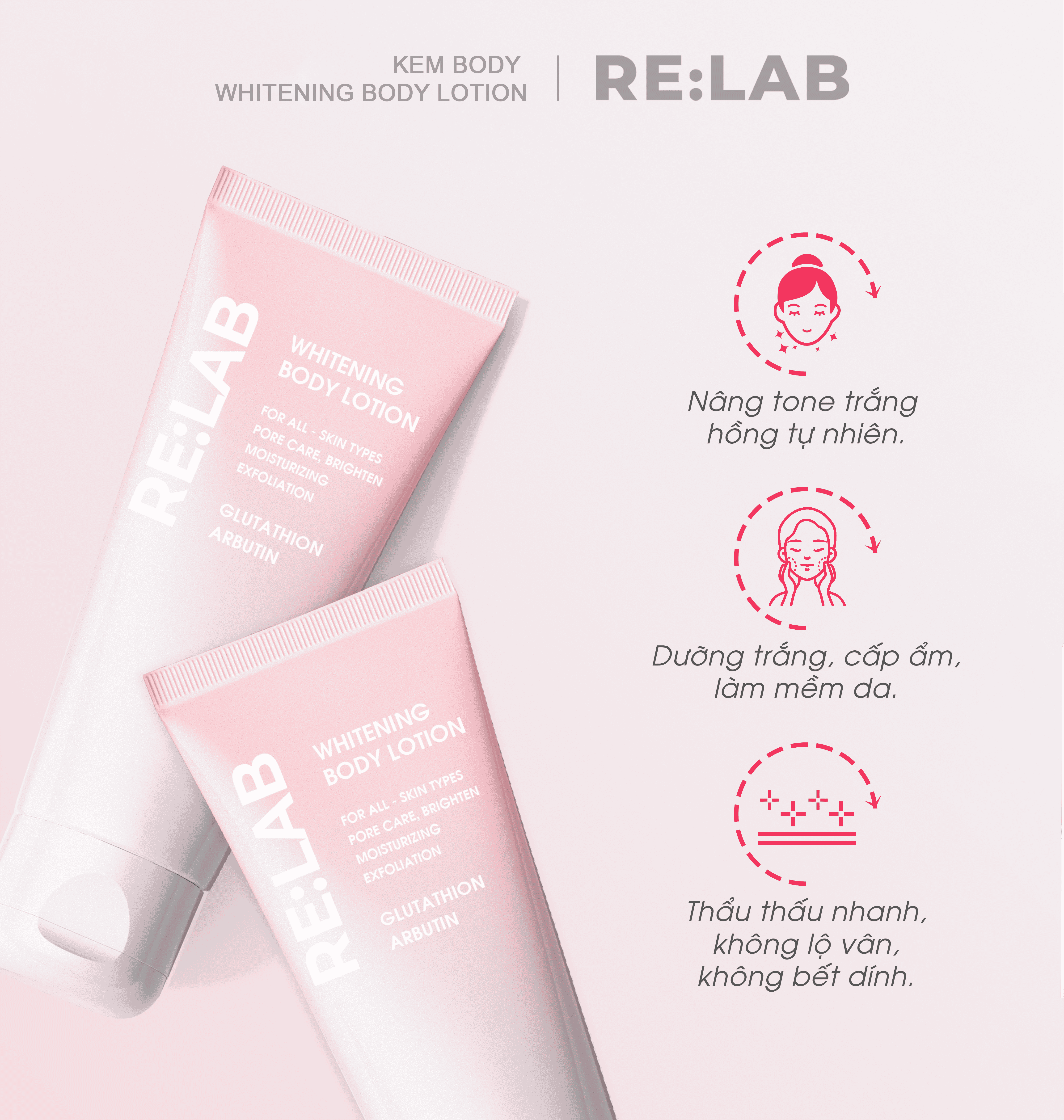 Kem body RE:LAB Whitening Body Lotion 200ml , Nâng tone dưỡng trắng da, làm đều màu da