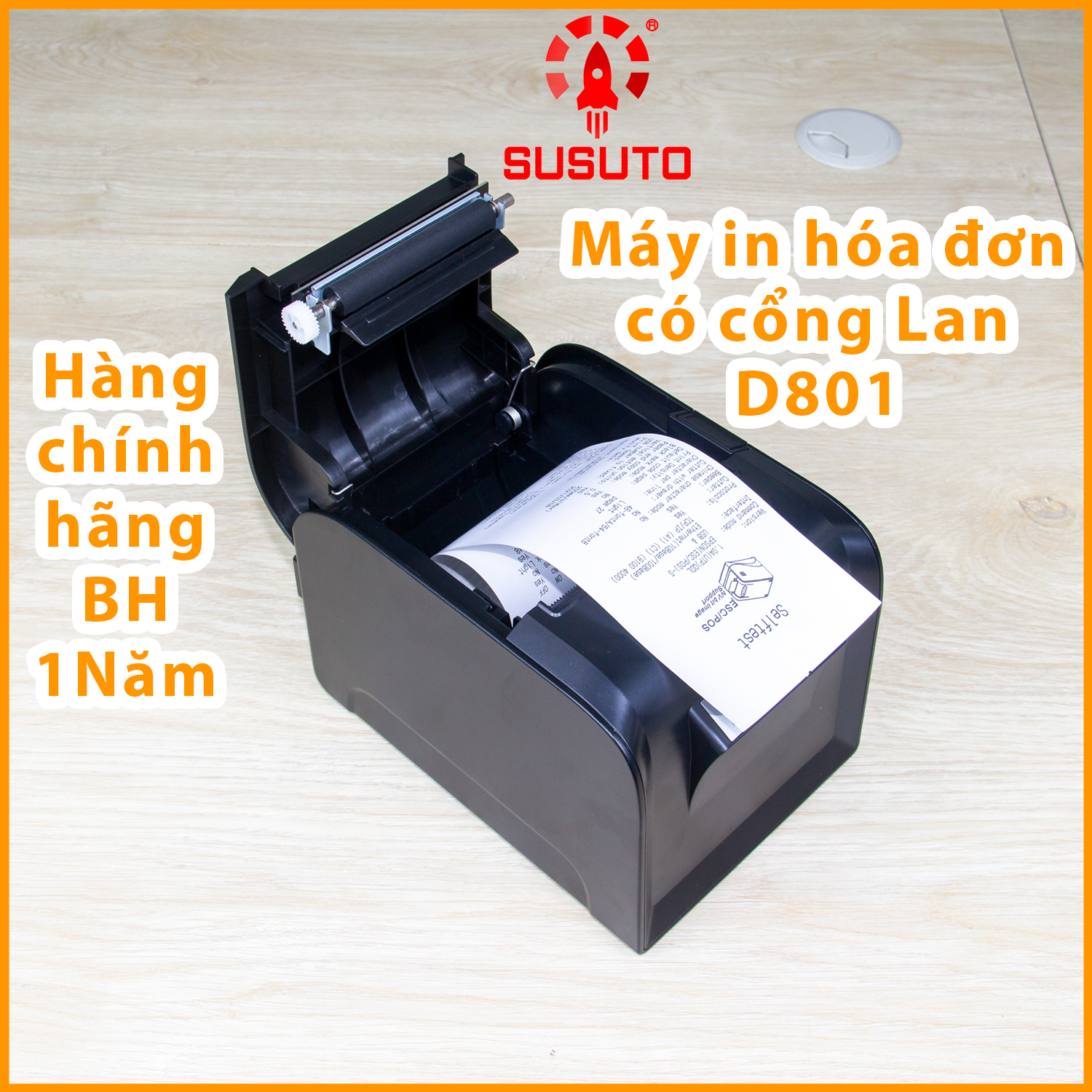 Máy in hóa đơn nhiệt in qua mạng LAN khổ 80mm hàng chính hãng GP-D801