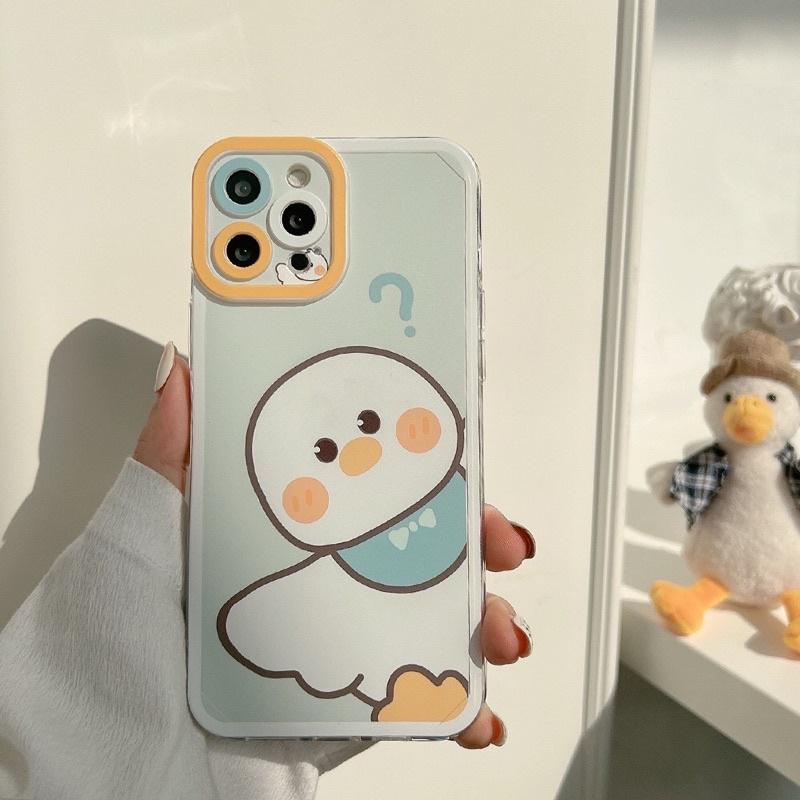 Ốp Lưng dành cho iPhone 13 Pro Max, 13/13 Pro , 11, 11 Pro Max, 12 Pro Max vịt con siêu cute loại dẻo viền camera nhựa