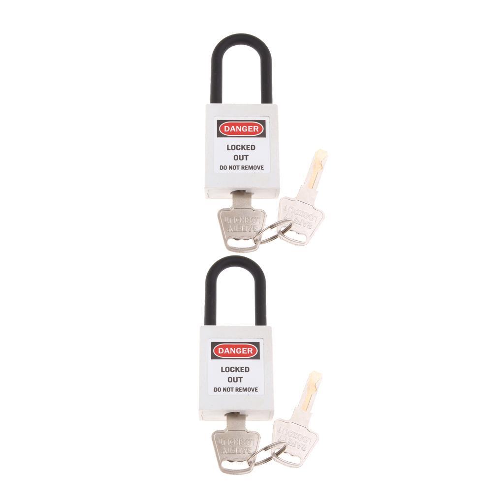 2xSafety Security Lockout Padlock Keyed Different PVC Stainless Steel -White