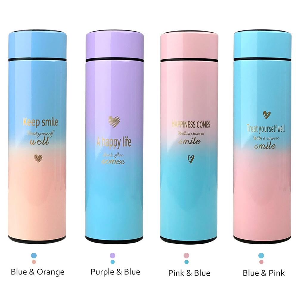 Chai Nước Thể Thao Cách Nhiệt Thông Minh Chống Rò Rỉ Có Màn Hình Hiển Thị Nhiệt Độ 500Ml