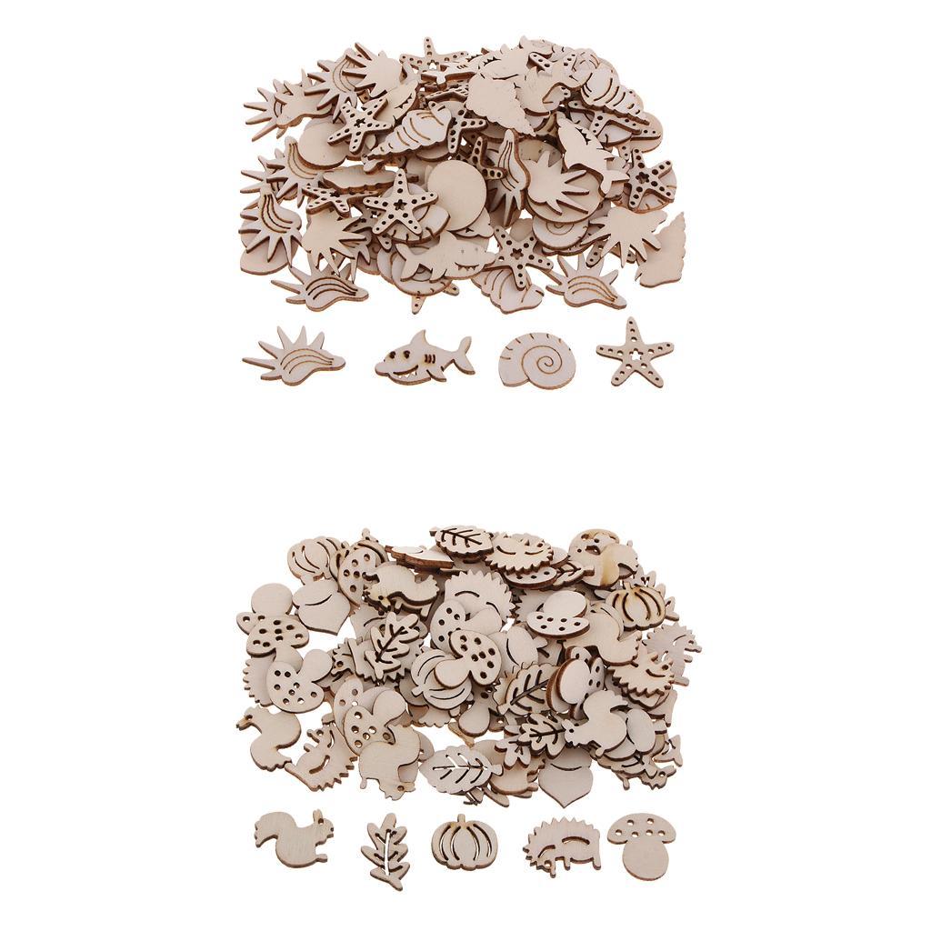 200 Animal Wooden Embellishments Craft Unfinished Wooden Hanging DIY Crafts