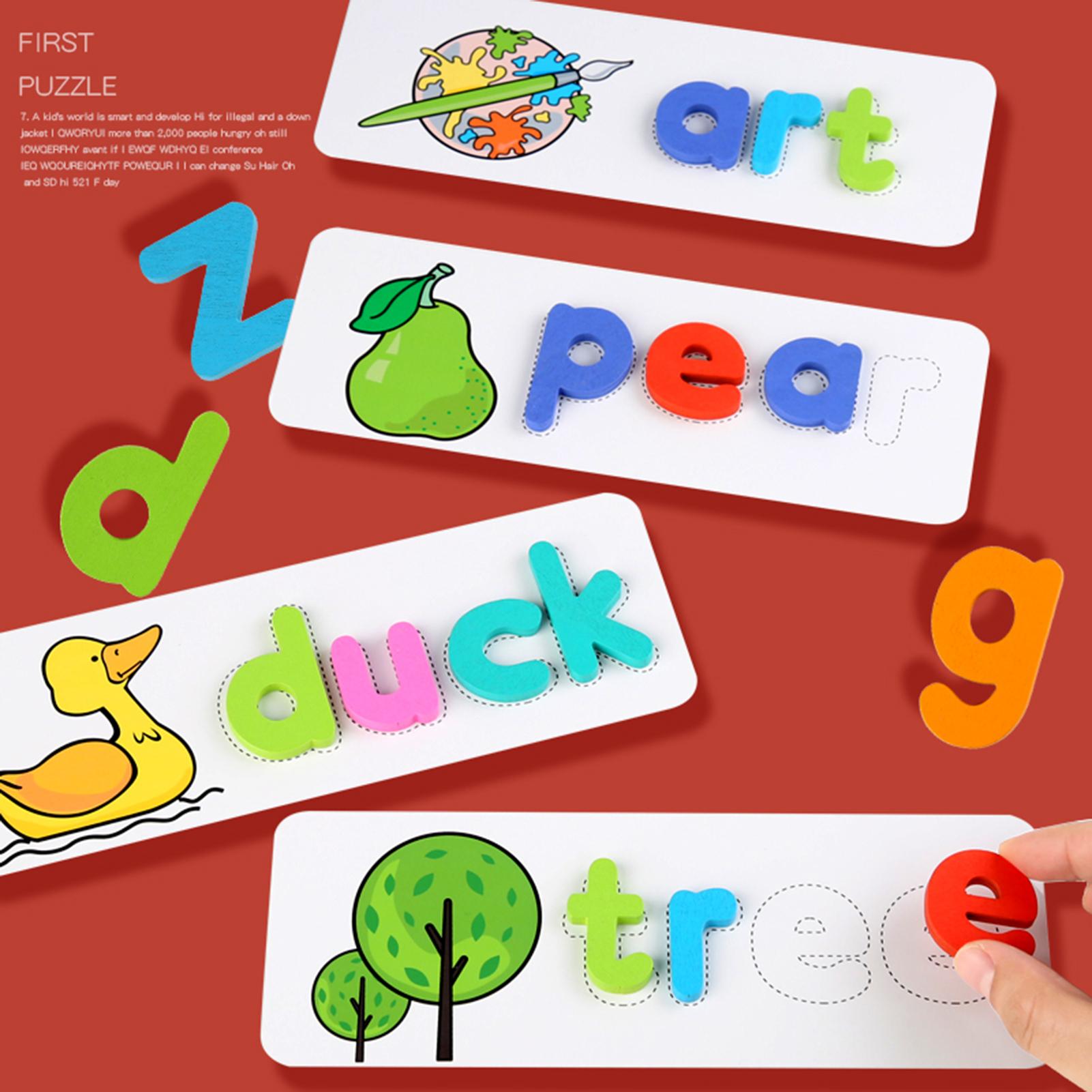 Wood Spelling Words Game Letter Recognition Card Montessori Puzzle Letter Writing Practice STEM Early Educational Toy