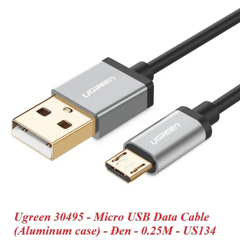 Ugreen UG30495US134TK 0.25M màu Đen Cáp sạc truyền dữ liệu USB 2.0 sang MICRO USB đầu mạ vàng - HÀNG CHÍNH HÃNG