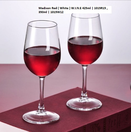Ly Thủy Tinh Madison Red W.I.N.E 425ml | 1015R15 , 350ml | 1015W12 , Nhập Khẩu Thái Lan