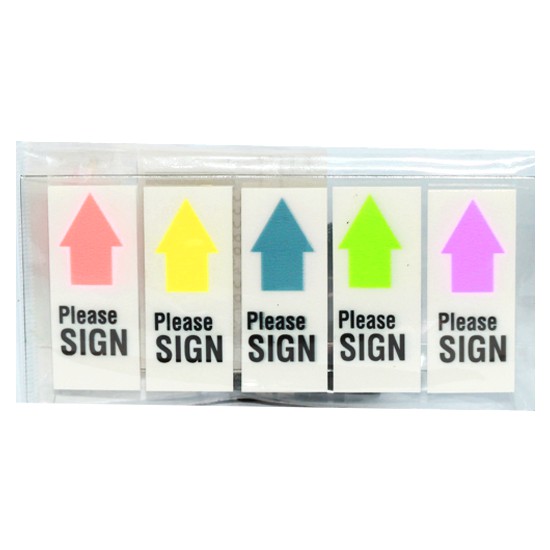 Lố 5 tập Giấy chỉ dẫn ký 5 màu nhựa Sign Here 45649